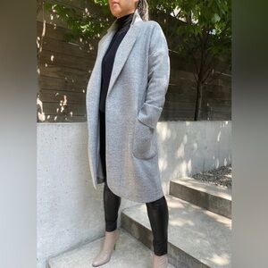 Studio by YDE, size small, Stylish Gray Overcoat, wool blend, sleek, pockets